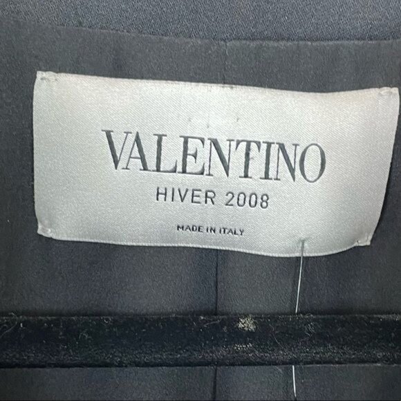 Valentino Hiver 2008 Black Evening Blazer Jacket Ruffled Neckline Satin Tie Sz 4 - Picture 4 of 10
